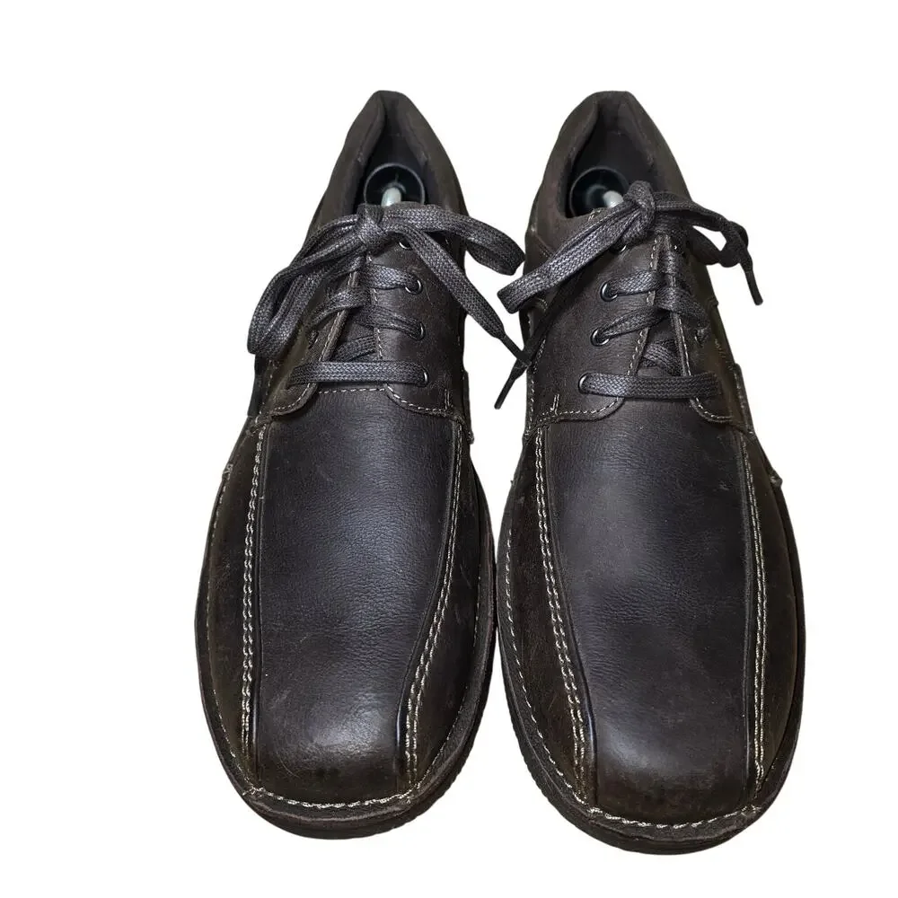 Clarks 26066250 Men's Brown Leather Lace Up Apron Toe Casual Shoes Size 11.5